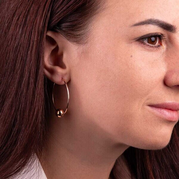 Золоті сережки кільця з кулькою 028276 детальне зображення ювелірного виробу Золоті сережки кільця з кулькою 028276 детальне зображення ювелірного виробу