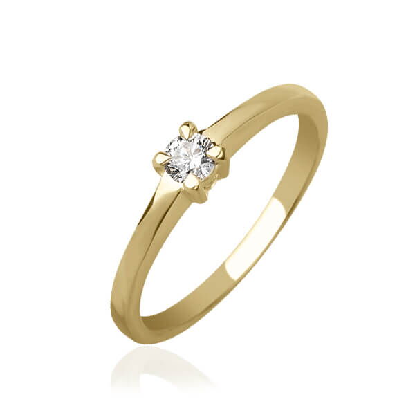 Каблучка в жовтому золоті з діамантом 026086 детальне зображення ювелірного виробу Каблучка в жовтому золоті з діамантом 026086 детальне зображення ювелірного виробу