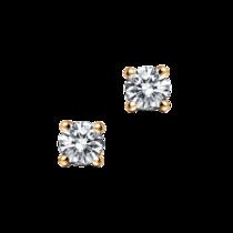 обзорное фото Золотые серьги-гвоздики с бриллиантом 030972  Золотые серьги с бриллиантами