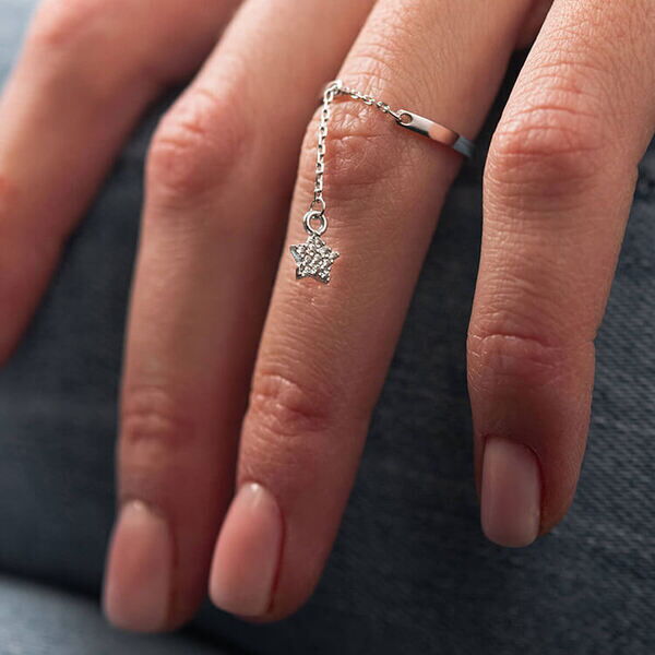 кольцо с подвеской звездочка из белого золота кольцо с подвеской звездочка из белого золота