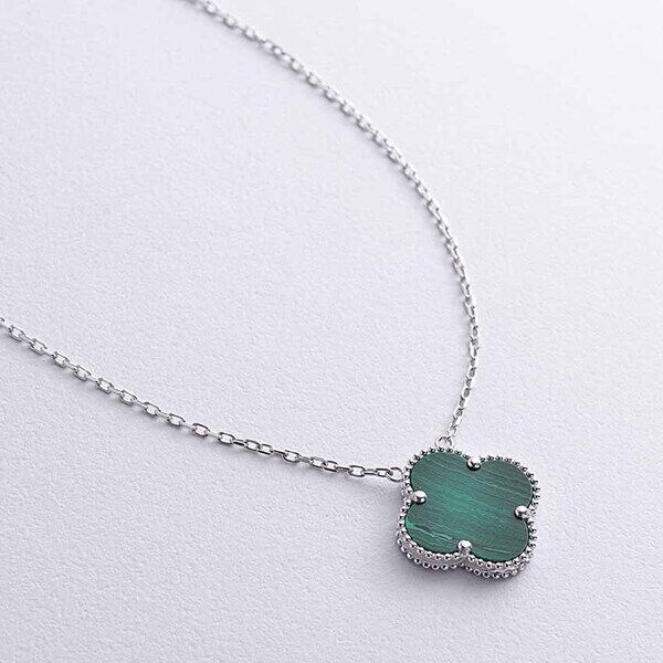 Золоте кольє Конюшина з малахітом 585 проби 039038 детальне зображення ювелірного виробу Золоте кольє Конюшина з малахітом 585 проби 039038 детальне зображення ювелірного виробу