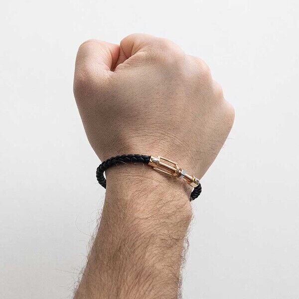 Браслет джгут з каучуком в жовтому золоті 038498 детальне зображення ювелірного виробу Браслет джгут з каучуком в жовтому золоті 038498 детальне зображення ювелірного виробу