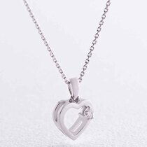 обзорное фото Колье из белого золота Сердце с бриллиантом 038772 Золотое колье с бриллиантами обзорное фото Колье из белого золота Сердце с бриллиантом 038772  Золотое колье с бриллиантами