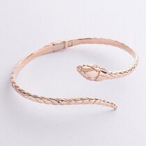 обзорное фото Жесткий золотой браслет Змея с фианитами 040643  Жесткие браслеты из золота