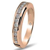 оглядове фото Каблучка доріжка в червоному золоті з діамантами Справжнє Кохання 039210