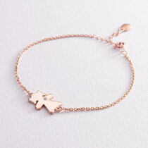 обзорное фото Золотой браслет для мамы девочки в красном золоте 585 пробы "Доченька" 037999  Женские золотые браслеты