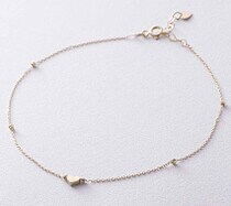 обзорное фото Золотой браслет с сердечком и шариками 038742  Золотые браслеты без камней обзорное фото Золотой браслет с сердечком и шариками 038742   Золотые браслеты без камней