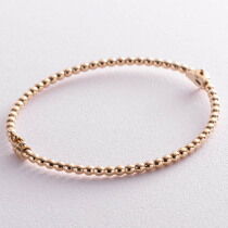 обзорное фото Жесткий браслет Шарики из желтого золота 038490 Жесткие браслеты из золота обзорное фото Жесткий браслет Шарики из желтого золота 038490  Жесткие браслеты из золота