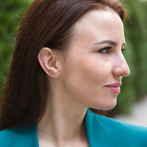 серьги каффы золотые звездочки серьги каффы золотые звездочки