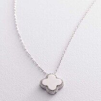 обзорное фото Золотое колье с фианитами Клевер 038582  Золотые колье с камнями