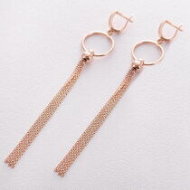 обзорное фото Золотые серьги подвески с цепочками 031780 Золотые серьги без вставок обзорное фото Золотые серьги подвески с цепочками 031780  Золотые серьги без вставок