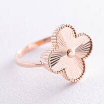 обзорное фото Золотое кольцо с алмазной гранью "Клевер" 037763 Эксклюзивные кольца из золота обзорное фото Золотое кольцо с алмазной гранью "Клевер" 037763  Эксклюзивные кольца из золота