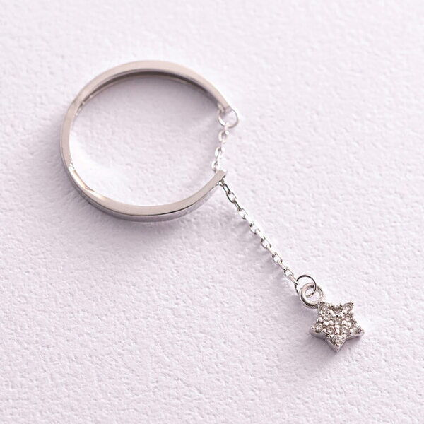 Кольцо из белого золота с подвеской Звездочка 037049 детальное изображение ювелирного изделия Золотые кольца Кольцо из белого золота с подвеской Звездочка 037049 детальное изображение ювелирного изделия Золотые кольца