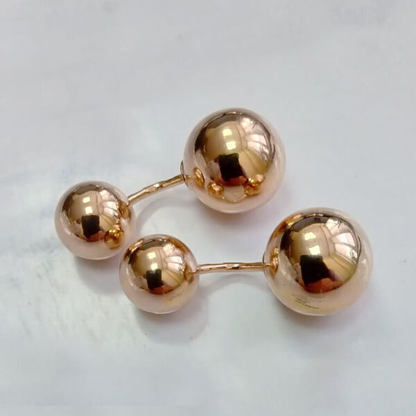Золотые серьги в красном золоте два шарика на закрутке 038026 детальное изображение ювелирного изделия Золотые серьги шарики Золотые серьги в красном золоте два шарика на закрутке 038026 детальное изображение ювелирного изделия Золотые серьги шарики