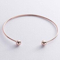 обзорное фото Жесткий браслет с шариками в красном золоте без вставок 039182 Золотые браслеты без камней обзорное фото Жесткий браслет с шариками в красном золоте без вставок 039182  Золотые браслеты без камней