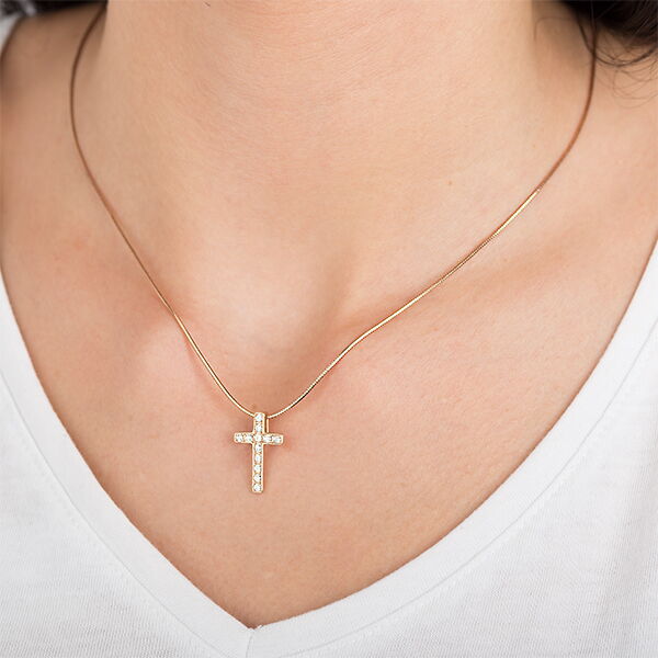 Золотой крестик с цирконием Золотой крестик с цирконием