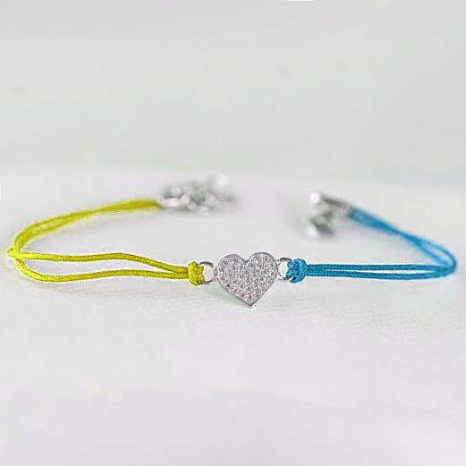 Серебряный браслет шнурок "UA" жёлто-голубой 037690 детальное изображение ювелирного изделия Серебряные женские браслеты Серебряный браслет шнурок "UA" жёлто-голубой 037690 детальное изображение ювелирного изделия Серебряные женские браслеты