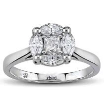 оглядове фото Каблучка з діамантами в білому золоті 585 проби 039207