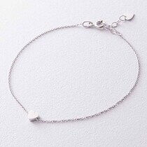 обзорное фото Браслет из белого золота и сердцем 038739 Золотые браслеты без камней обзорное фото Браслет из белого золота и сердцем 038739  Золотые браслеты без камней