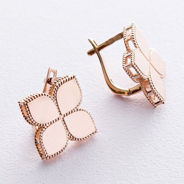 Золотые серьги Четырехлистник, на английском замке 037772 детальное изображение ювелирного изделия Золотые серьги без вставок Золотые серьги Четырехлистник, на английском замке 037772 детальное изображение ювелирного изделия Золотые серьги без вставок