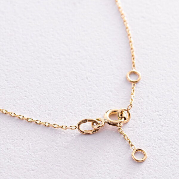 Браслет на ногу в лимонному золоті "Україночка" з жовто-синіми фіанітами 037380 детальне зображення ювелірного виробу