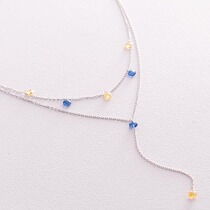 обзорное фото Колье в белом золоте "Украинка" 037475  Золотые колье с камнями