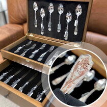 обзорное фото Набор серебряных столовых приборов на 6 персон "Калина" с позолотой 038222  Наборы столового серебра