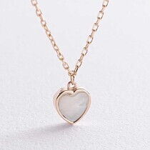 обзорное фото Колье в желтом золоте с перламутром в форме сердца 039150  Золотые колье с камнями