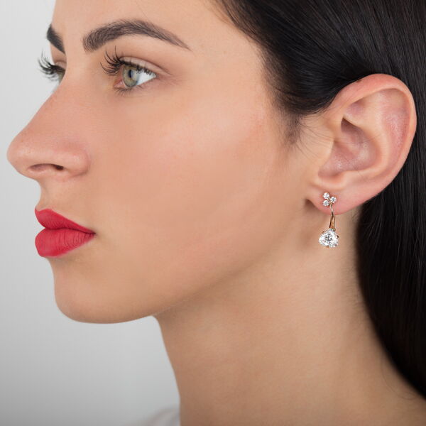 Золоті сережки з цирконієм 594608 детальне зображення ювелірного виробу