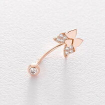 обзорное фото Золотой пирсинг в форме бабочки в пупок 038007  Золотая серьга в пупок