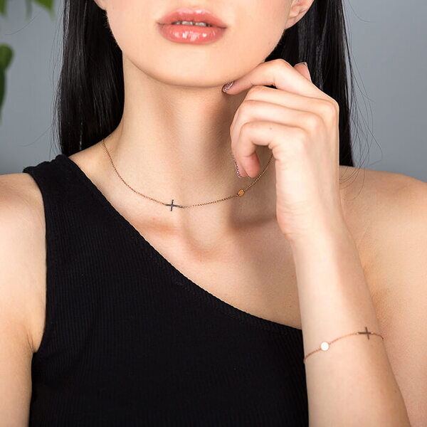 Колье в красном золоте Крестик 027750 Колье в красном золоте Крестик 027750