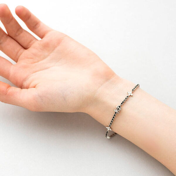 Золотий браслет на руку з чорними діамантами Конюшина 032965 детальне зображення ювелірного виробу