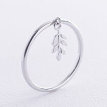 обзорное фото Кольцо в белом золоте 585 Веточка 038277 Золотые кольца без вставок обзорное фото Кольцо в белом золоте 585 Веточка 038277  Золотые кольца без вставок