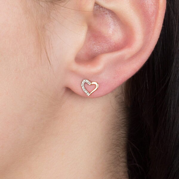 Детские золотые серьги сердечки с бриллиантами S21350  купить Детские золотые серьги сердечки с бриллиантами S21350  купить