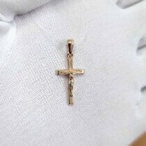обзорное фото Золотой крестик прямой с распятием, без вставок 038029  Золотые крестики православные