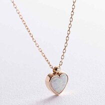 обзорное фото Золотое колье Сердце с синтетическим опалом 038777 Золотые колье с камнями обзорное фото Золотое колье Сердце с синтетическим опалом 038777  Золотые колье с камнями