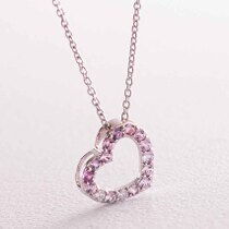 обзорное фото Колье с бриллиантами и сапфирами Сердце 038785 Золотое колье с бриллиантами обзорное фото Колье с бриллиантами и сапфирами Сердце 038785  Золотое колье с бриллиантами