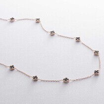 обзорное фото Невероятное mini колье из желтого золота Клевер с ониксом 038570 Золотые колье с камнями обзорное фото Невероятное mini колье из желтого золота Клевер с ониксом 038570  Золотые колье с камнями