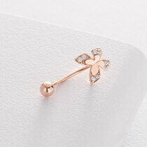 обзорное фото Золотой пирсинг бабочка 585 проба 038011 Золотая серьга в пупок обзорное фото Золотой пирсинг бабочка 585 проба 038011  Золотая серьга в пупок