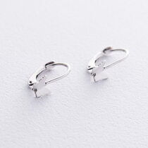 обзорное фото Детские сережки из белого золота Бабочки 036905 Золотые серьги обзорное фото Детские сережки из белого золота Бабочки 036905  Золотые серьги