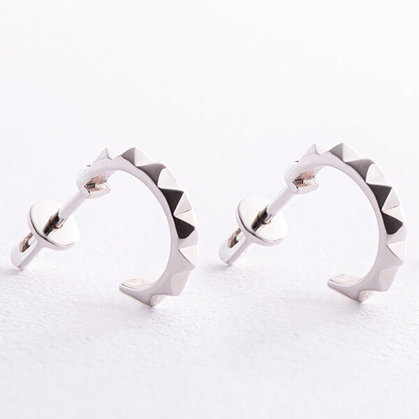 Серьги - гвоздики Клеш в белом золоте без вставок 039274 детальное изображение ювелирного изделия Золотые серьги без вставок Серьги - гвоздики Клеш в белом золоте без вставок 039274 детальное изображение ювелирного изделия Золотые серьги без вставок