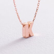 обзорное фото Колье с буквой К без вставок с цепочкой якорного плетения 039955 Золотое колье без камней обзорное фото Колье с буквой К без вставок с цепочкой якорного плетения 039955  Золотое колье без камней