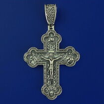 обзорное фото Серебряный подвес крестик 026636 Серебряные подвески обзорное фото Серебряный подвес крестик 026636  Серебряные подвески