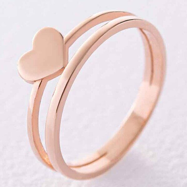 Двойное кольцо в красном золоте с сердечком без вставок 039064 детальное изображение ювелирного изделия Золотые кольца без вставок Двойное кольцо в красном золоте с сердечком без вставок 039064 детальное изображение ювелирного изделия Золотые кольца без вставок