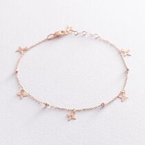 обзорное фото Золотой универсальный браслет с шариками и звёздочками 037492 Золотые браслеты без камней обзорное фото Золотой универсальный браслет с шариками и звёздочками 037492  Золотые браслеты без камней