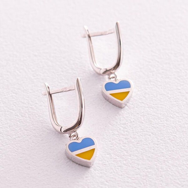 Золотые серьги "С Украиной в сердце" 037476 детальное изображение ювелирного изделия Золотые серьги с эмалью