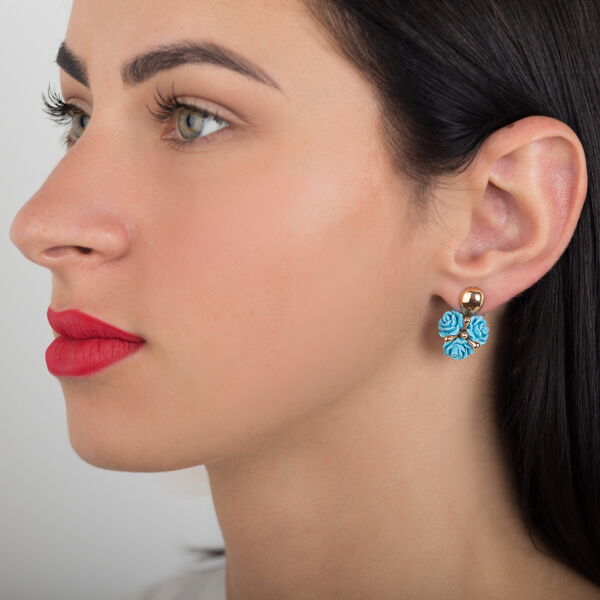 Золотые серьги с кораллом  Золотые серьги с кораллом