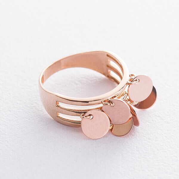 Ексклюзивна каблучка в червоному золоті з глянцевими монетками Шерон 037356 детальне зображення ювелірного виробу Ексклюзивна каблучка в червоному золоті з глянцевими монетками Шерон 037356 детальне зображення ювелірного виробу