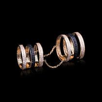 обзорное фото Двойное кольцо на фалангу из золота с фианитами 032660  Золотые кольца