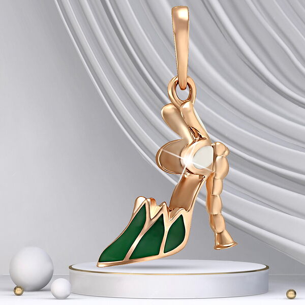 Золотий кулон Туфелька з емаллю 029209 детальне зображення ювелірного виробу Золотий кулон Туфелька з емаллю 029209 детальне зображення ювелірного виробу